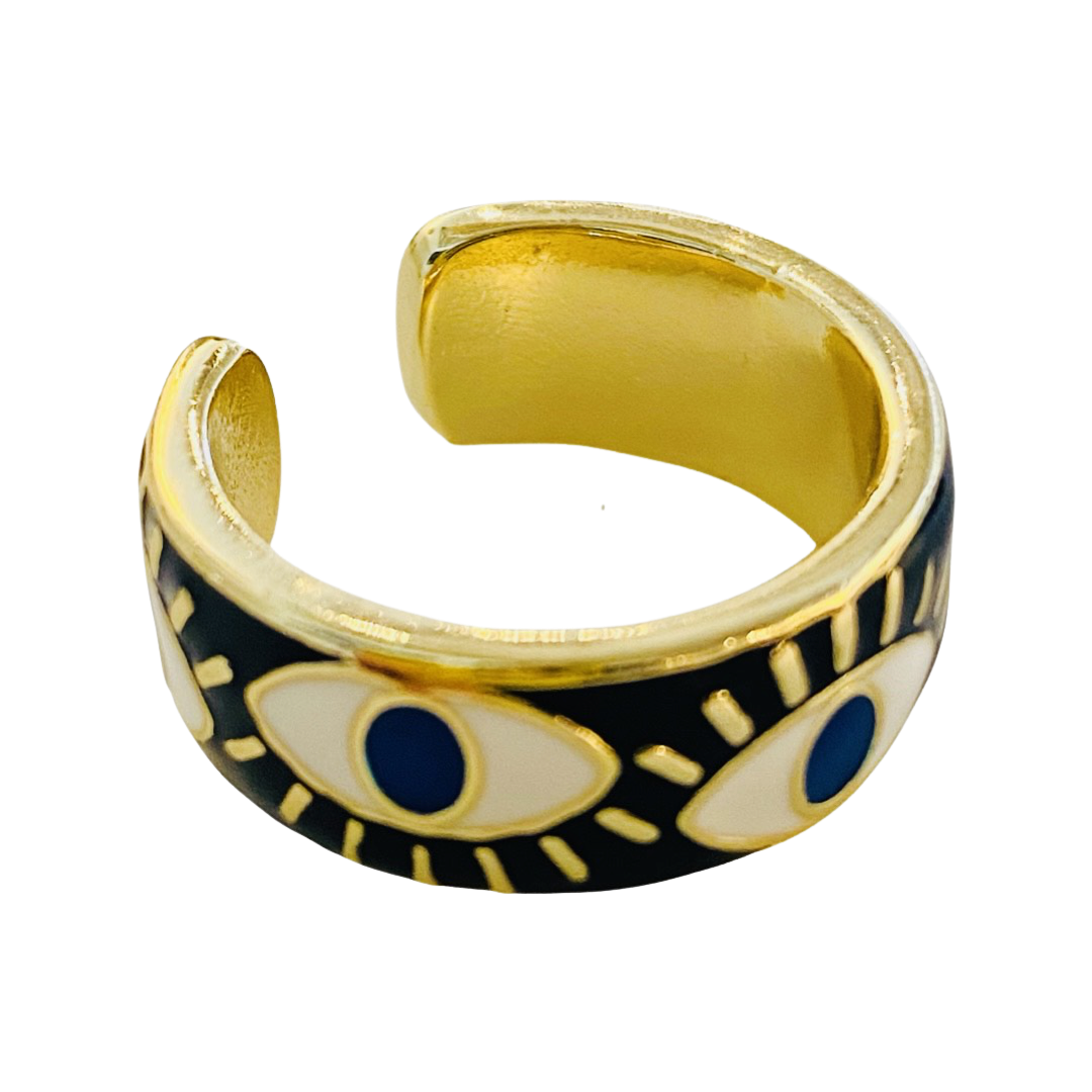 Evil Eye Band Ring Black