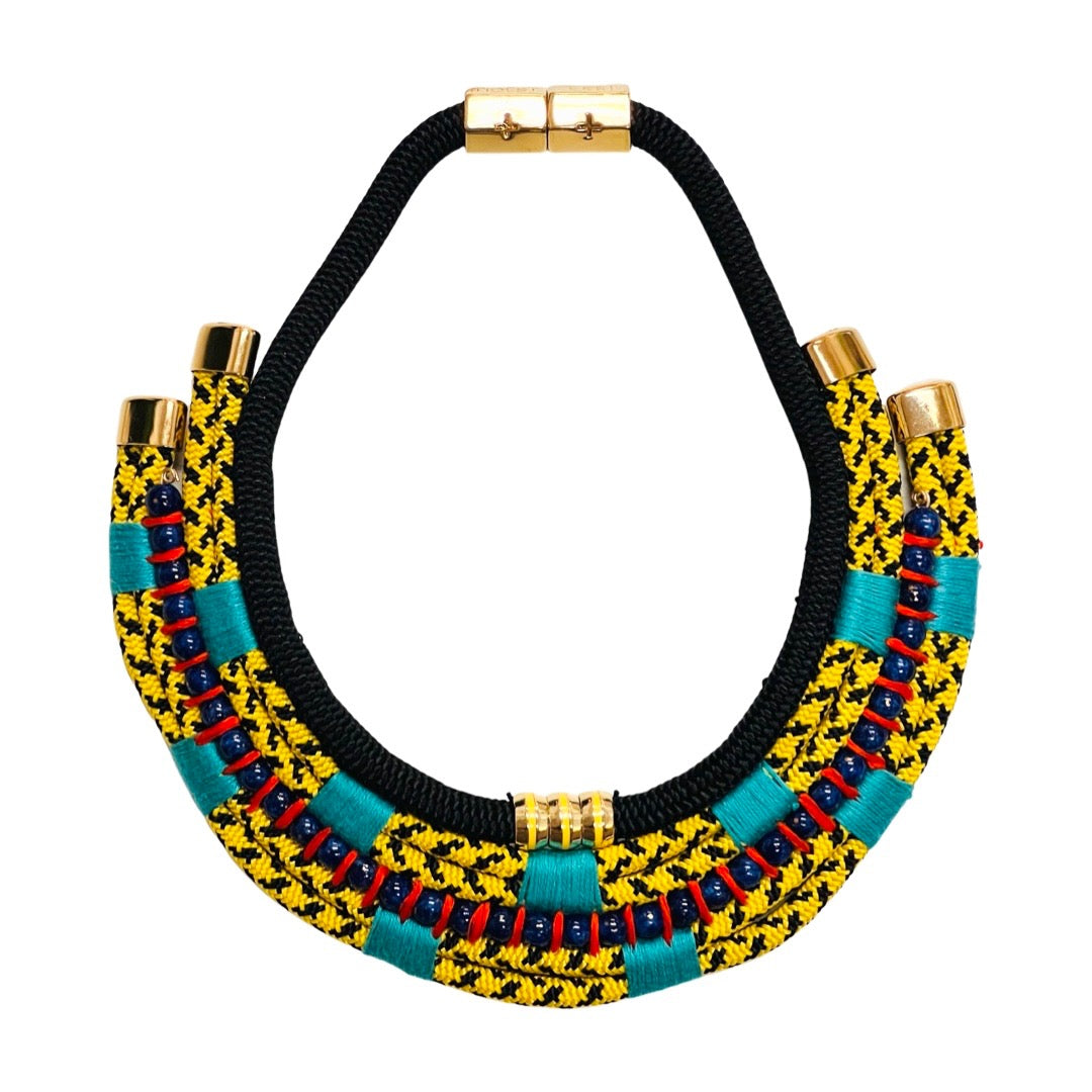 Plate Necklace Yellow and Turquoise