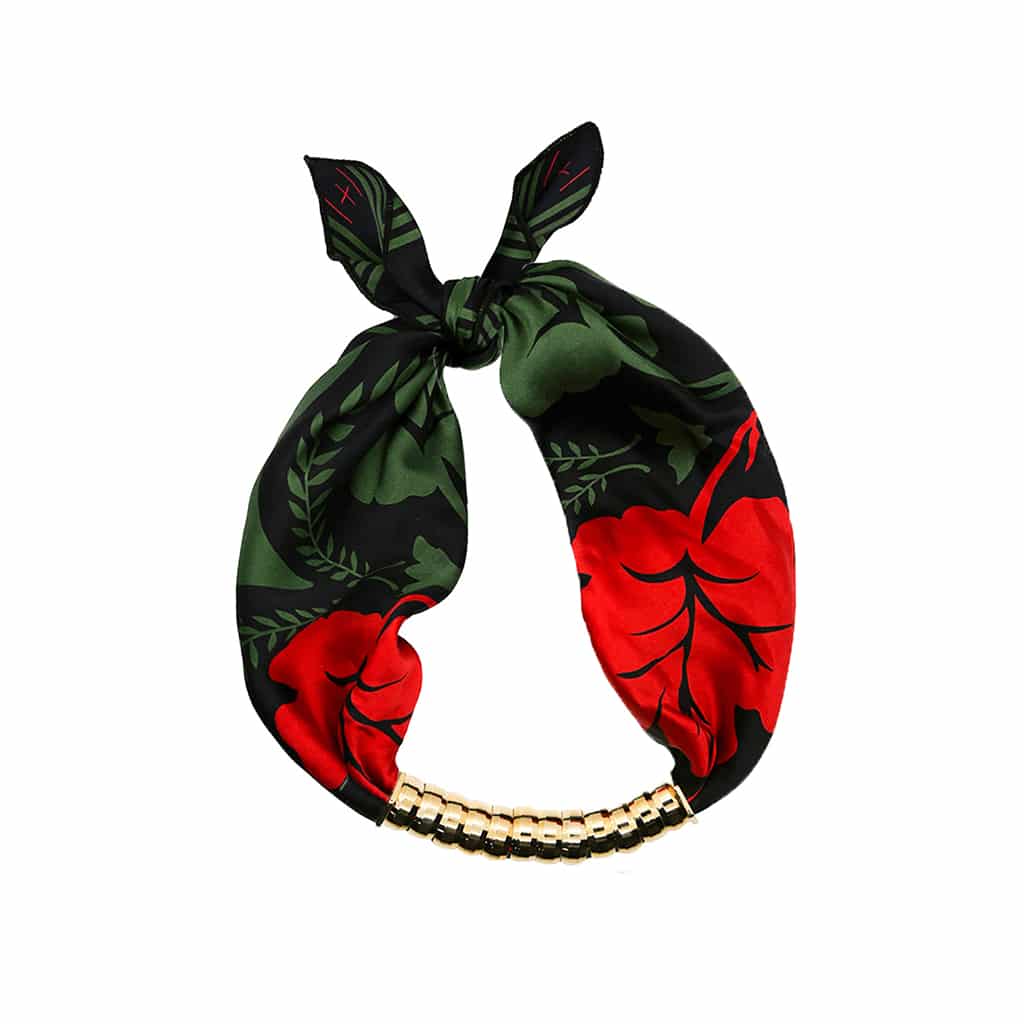 Classic Scarf Necklace Red &amp; Green