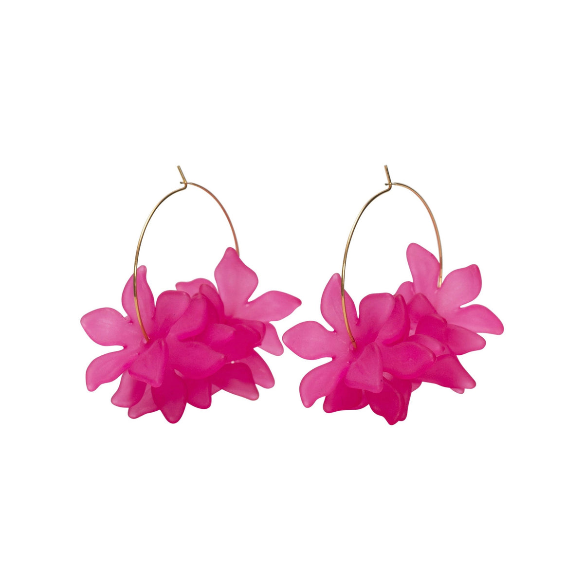 Floral Hoop Fuschia Earrings
