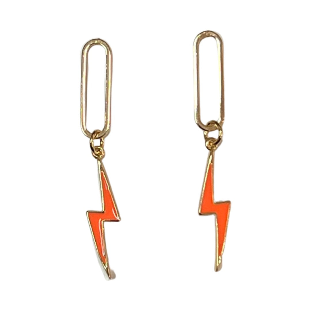 Bolt Neon Orange Earrings
