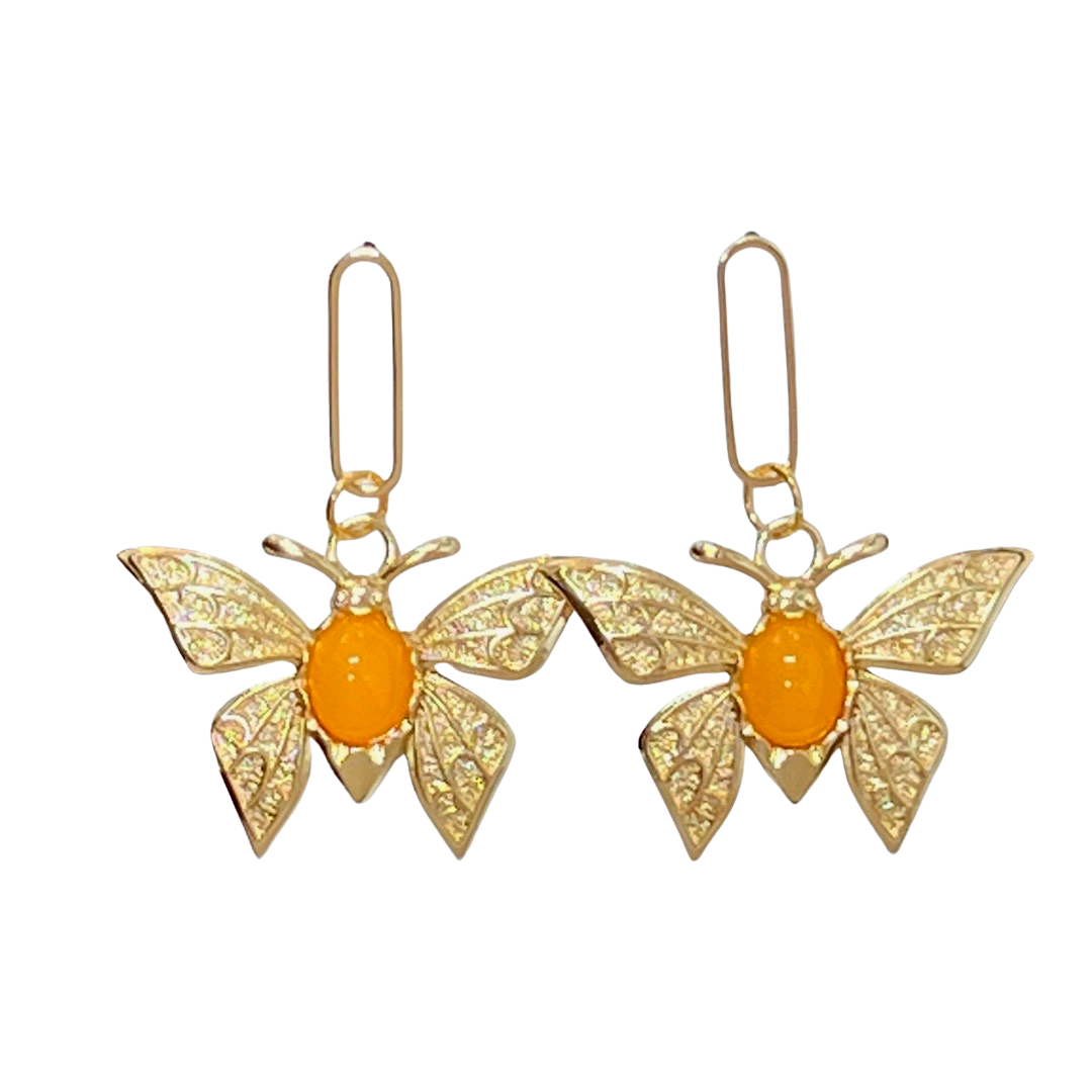Vintage Butterfly Earrings Yellow