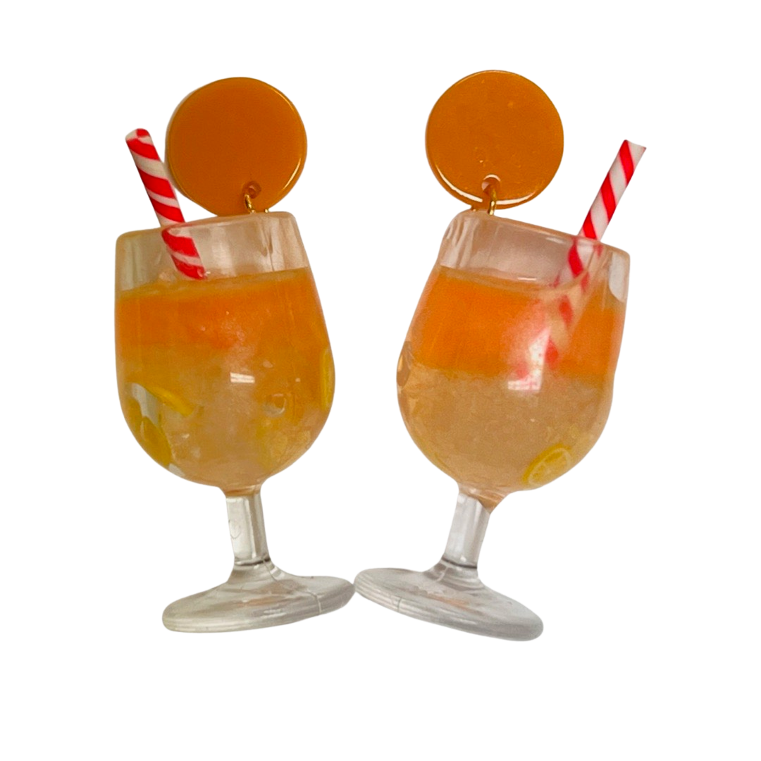 Cocktail Earrings Aperol Spritz