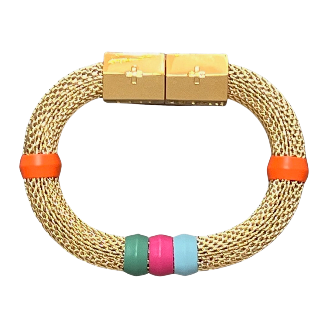 Mesh Colorblock Bracelet Orange/Multi
