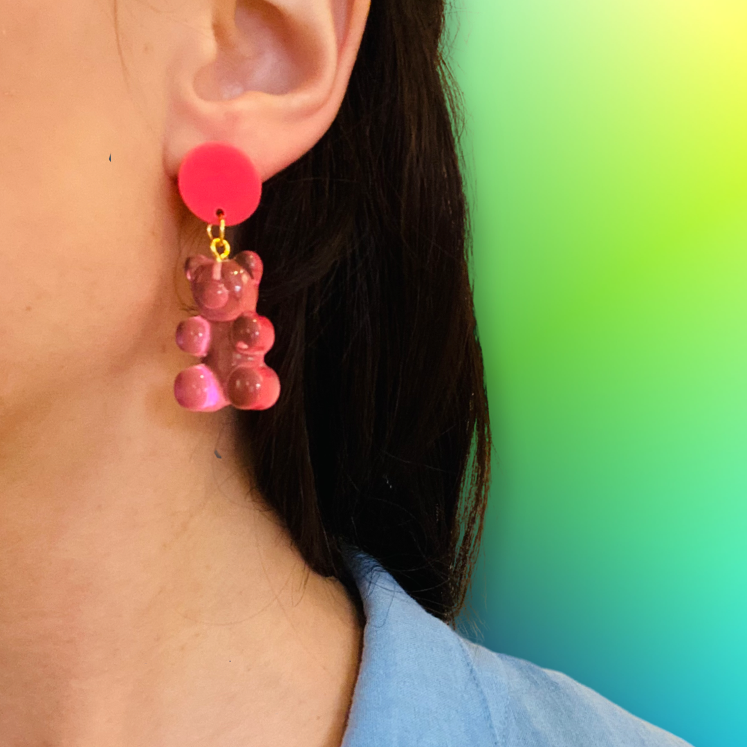 Gummy Bear Earrings Pink
